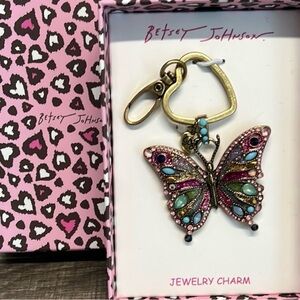 Betsey Johnson Gold-Tone Multicolor Crystal Butterfly Key Charm